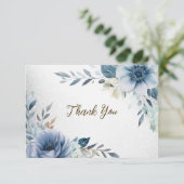 パーティーほこりっぽい青い水色の花シルバーエレガント サンキューカード (スタンド正面)