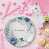 パーティーほこりっぽい青い水色の花シルバーエレガント ペーパープレート (パーティー)