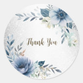 パーティーほこりっぽい青い水色の花シルバーエレガント ラウンドシール (正面)