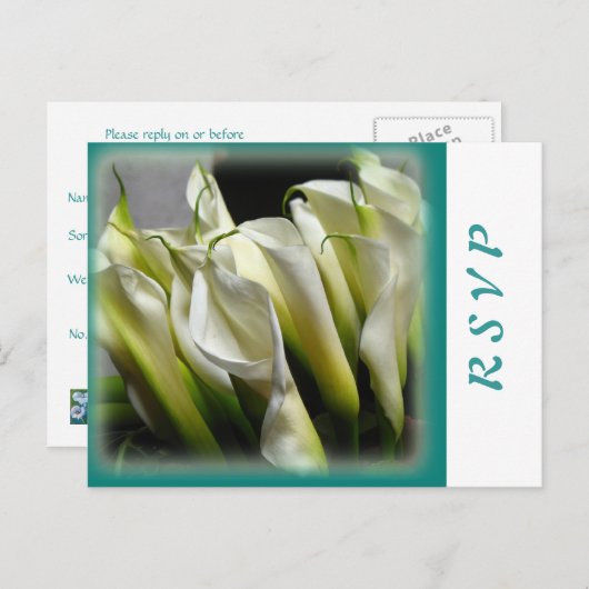 パーティーまたは結婚式のRSVPポストカード – Calla Lilies インビテーションポストカード (正面/裏面)