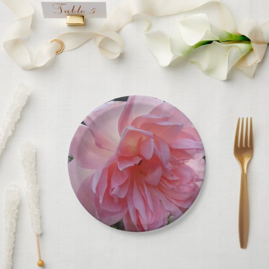 パーティーやイベントにぴったりなピンクのバラの紙皿 ペーパープレート (ウェディング)