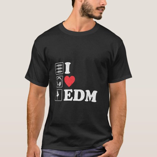 パーティーやフェスティバル向けのEdmが大好きDjハート Tシャツ (正面)