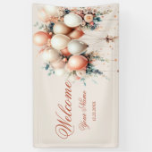 パーティーようこそカラフルホワイトピーチフローラバルーン 横断幕 (縦)