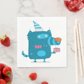 パーティーよくはしゃぐ帽子の青い漫画の怪物 スタンダードランチョンナプキン (インサイチュ)