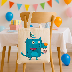 パーティーよくはしゃぐ帽子の青い漫画の怪物 トートバッグ