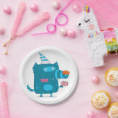 パーティーよくはしゃぐ帽子の青い漫画の怪物 ペーパープレート (パーティー)