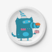 パーティーよくはしゃぐ帽子の青い漫画の怪物 ペーパープレート (正面)