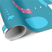 パーティーよくはしゃぐ帽子の青い漫画の怪物 ラッピングペーパー (ロールコーナー)