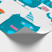 パーティーよくはしゃぐ帽子の青い漫画の怪物 ラッピングペーパー