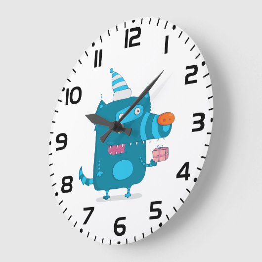 パーティーよくはしゃぐ帽子の青い漫画の怪物 ラージ壁時計 (傾斜)