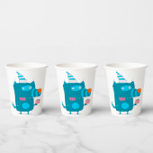 パーティーよくはしゃぐ帽子の青い漫画の怪物 紙コップ