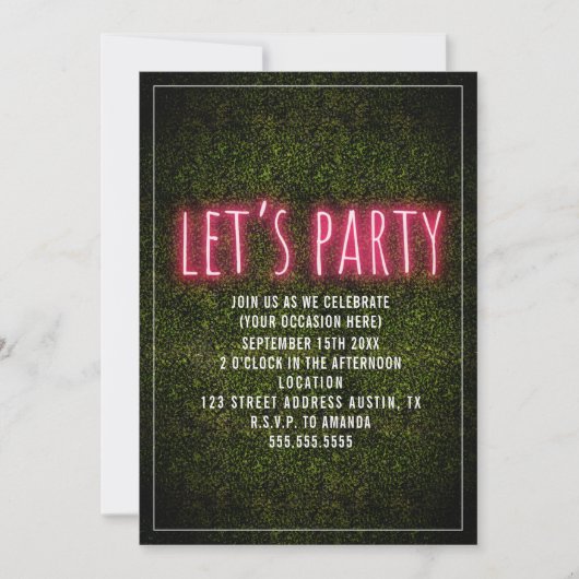 パーティーをしよう ネオン ボックスウッド 汎用 招待状 (正面)