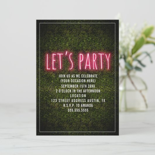 パーティーをしよう ネオン ボックスウッド 汎用 招待状 (スタンド正面)
