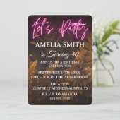 パーティーをしよう ネオン ボックスウッド 茶色の葉 誕生日 招待状 (スタンド正面)