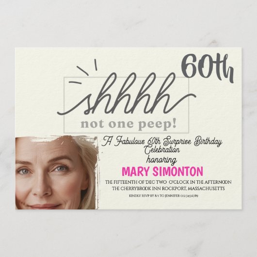 パーティーをしよう！素敵な60歳のサプライズ・パーティー 招待状 (正面)