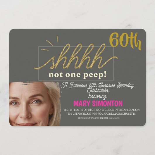 パーティーをしよう！素敵な60歳のサプライズ・パーティー 招待状 (正面)