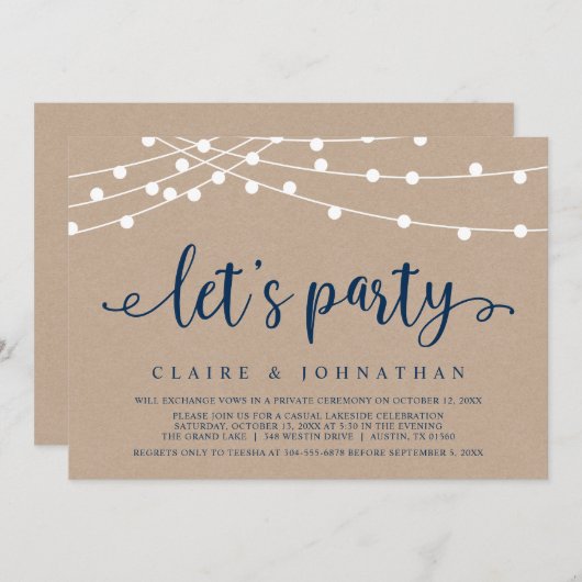 パーティーをしよう！結婚式前撮りパーティーお祝い 招待状 (正面/裏面)