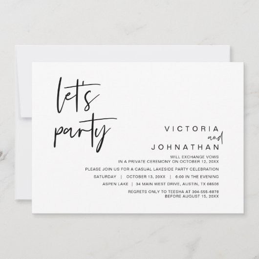 パーティーをしよう、結婚記念日のお祝いパーティー 招待状 (正面)