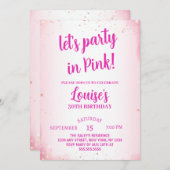 パーティーをしよう！面白いピンクの30歳の誕生日パーティー 招待状 (正面/裏面)