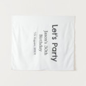 パーティーをしよう！30歳の誕生日 シンプルな灰色の名前 タペストリー (正面(横))