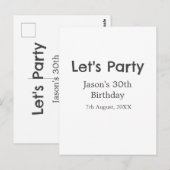 パーティーをしよう！30歳の誕生日 シンプルな灰色の名前 ポストカード (正面/裏面)