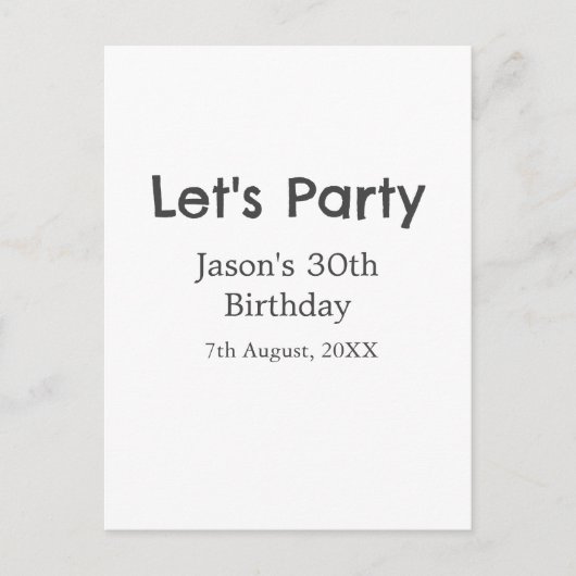 パーティーをしよう！30歳の誕生日 シンプルな灰色の名前 ポストカード (正面)