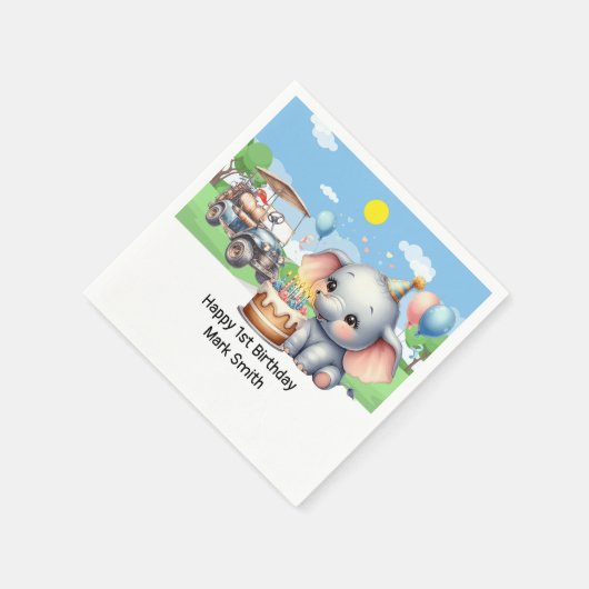 パーティーをテーマにしたゴルフ付き第1の誕生日 スタンダードカクテルナプキン (角)