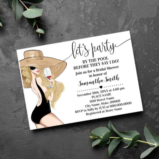 パーティーをプール別にブライダルシャワーする 招待状