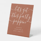 パーティーをポップにしよう!ポップコーンバー 陶器 レッド 台座サイン (正面)