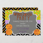 パーティーを切り分けるカボチャ 招待状 (正面/裏面)
