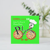 パーティーを楽しもう 現代的なピザパーティーのお知らせ 招待状 (スタンド正面)