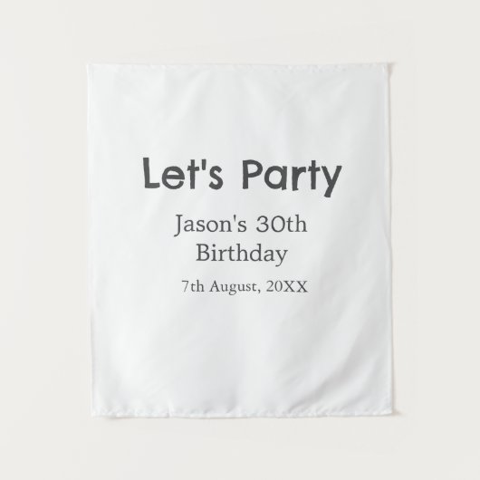 パーティーを楽しもう！30歳の誕生日 シンプルなグレーの名前 タペストリー (正面)