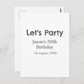 パーティーを楽しもう 30歳の誕生日 シンプルなグレーの名前 ポストカード (正面/裏面)