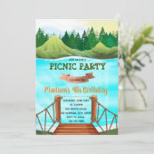 パーティーを湖の誕生日テーマに招待 招待状 (スタンド正面)