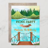 パーティーを湖の誕生日テーマに招待 招待状 (正面/裏面)