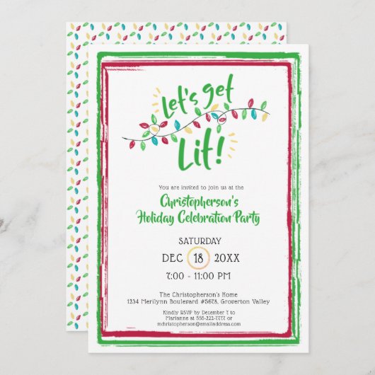 パーティーを華やかに！｜ホリデーライト｜ホリデーパーティー 招待状 (正面/裏面)