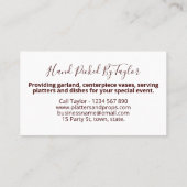 パーティーを誕生日や結婚式に雇う 名刺 (裏面)