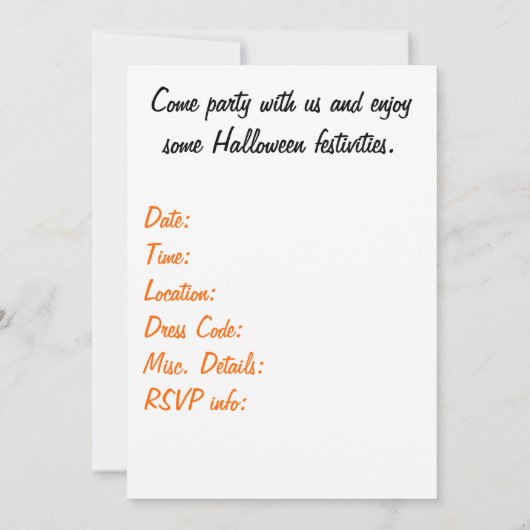 パーティーを閉じ込めるまで招待状 招待状 (裏面)