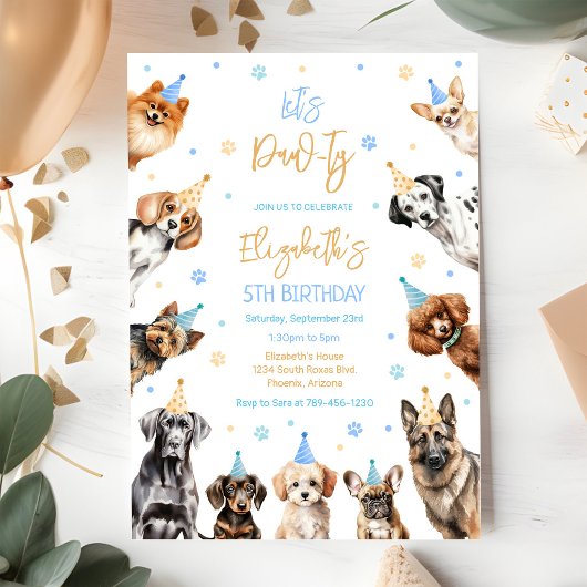 パーティーを開こう 子犬の誕生日パーティーの招待状 招待状