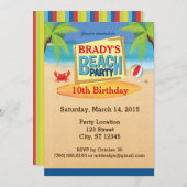 パーティーをx 7"招待状5"浜に引き上げて下さい 招待状 (正面/裏面)