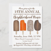 パーティーアイスクリームソーシャル誕生日ポップシクルピクニック 招待状 (正面)