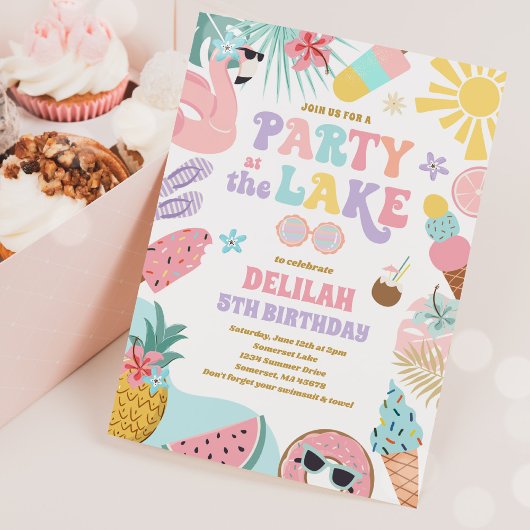 パーティーアットザレイクサマーBBQバースデーパーティー 招待状