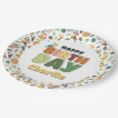 パーティーアットズーサファリアニマルハッピーバースデー ペーパープレート (アングル)