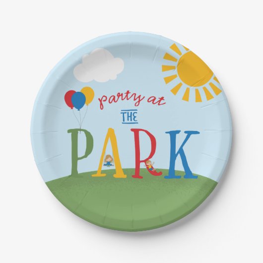 パーティーアットパークお誕生日ケーキプレート ペーパープレート (正面)
