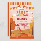 パーティーアットパーク誕生日秋秋ピクニック 招待状 (正面/裏面)