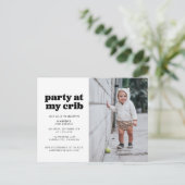 パーティーアットマイクリブ1歳誕生日パーティの招待状 ポストカード (スタンド正面)