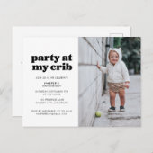 パーティーアットマイクリブ1歳誕生日パーティの招待状 ポストカード (正面/裏面)