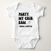 パーティーアットマイクリブ2AM |かわいいおもしろい ベビーボディスーツ (正面)
