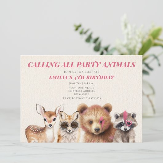 パーティーアニマルウッドランドフェスティバル誕生日パーティー 招待状 (スタンド正面)