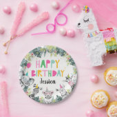 パーティーアニマルガールサファリアニマルバースデーパーティー ペーパープレート (パーティー)